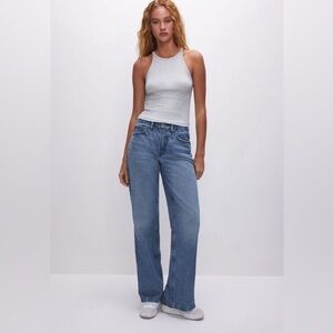 Good American Micro Rib Crewneck Tank Gray